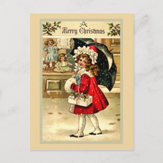 Old fashioned cheer holiday postcard (Front)