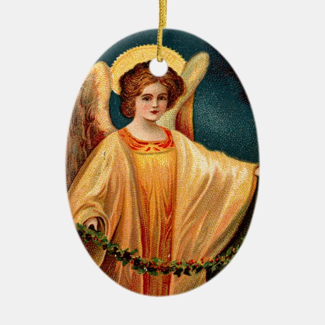 Old-fashioned Christmas, Angel Ceramic Ornament (Front)