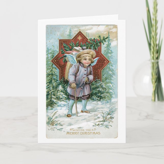 Old-fashioned Christmas, Angel Holiday Card (Front)