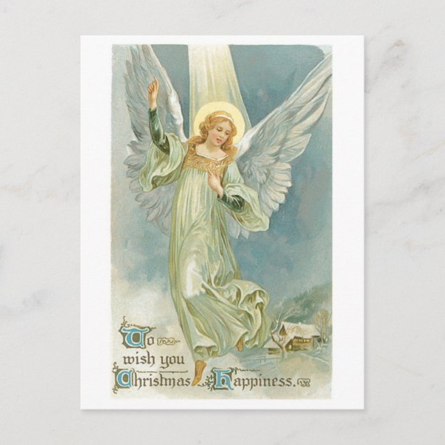 Old-fashioned Christmas, Angel Holiday Postcard (Front)