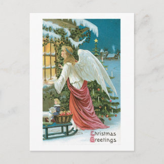 Old-fashioned Christmas, Angel Holiday Postcard