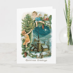 Old-fashioned Christmas, Angels Holiday Card