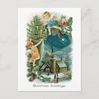 Old-fashioned Christmas, Angels Holiday Postcard