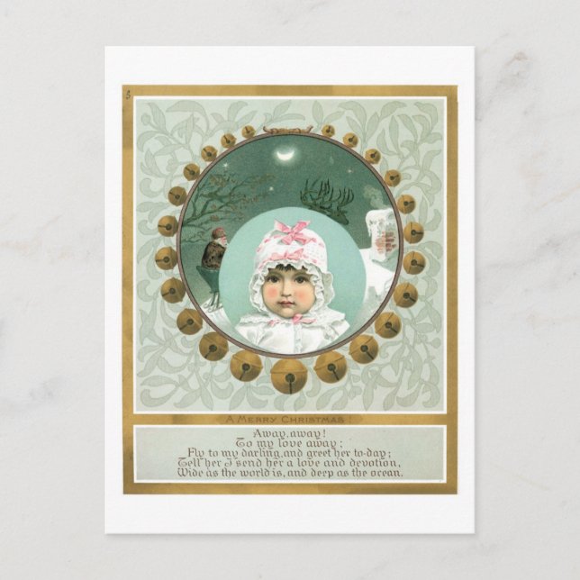 Old-fashioned Christmas, Baby Holiday Postcard (Front)