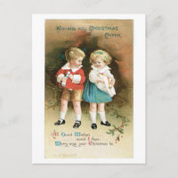 Old-fashioned Christmas, Boy & Girl