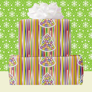 Old-fashioned Christmas Candy Stripes Citrus Colou Wrapping Paper