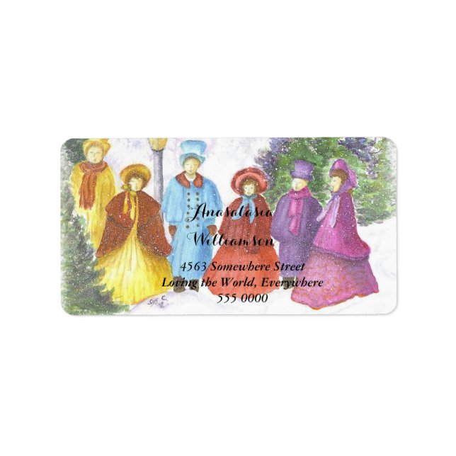 OLD FASHIONED CHRISTMAS CAROLERS ADDRESS LABEL (Front)