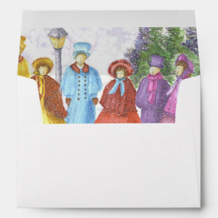 OLD FASHIONED CHRISTMAS CAROLERS PEACEFUL JOY ENVELOPE