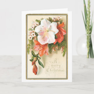 Old-fashioned Christmas, Flower Holiday Card