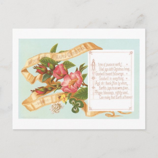 Old-fashioned Christmas, Flower Holiday Postcard (Front)