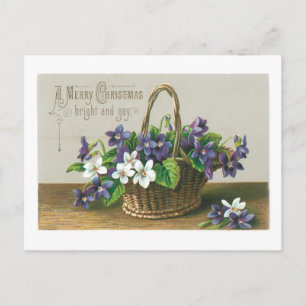 Old-fashioned Christmas, Flower Holiday Postcard