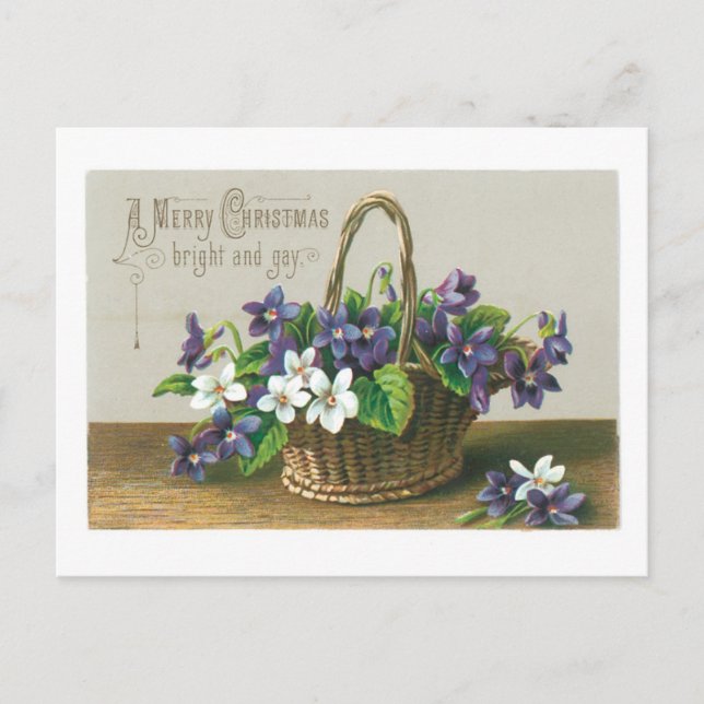 Old-fashioned Christmas, Flower Holiday Postcard (Front)