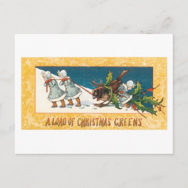 Old-fashioned Christmas Holiday Postcard (Front)