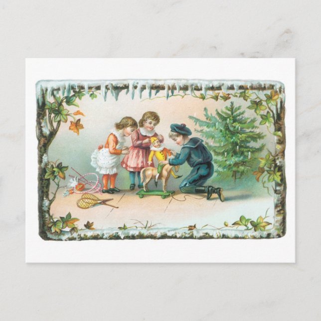 Old-fashioned Christmas Holiday Postcard (Front)