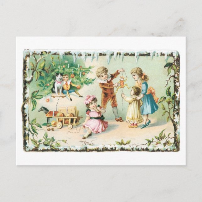 Old-fashioned Christmas Holiday Postcard (Front)
