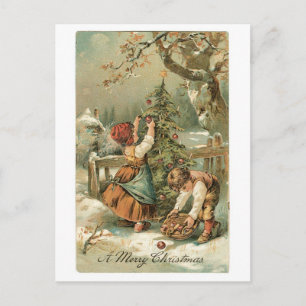 Old-fashioned Christmas Holiday Postcard