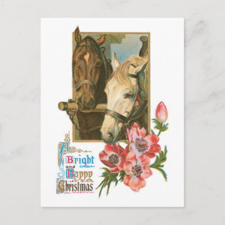 Old-fashioned Christmas, Horses Holiday Postcard