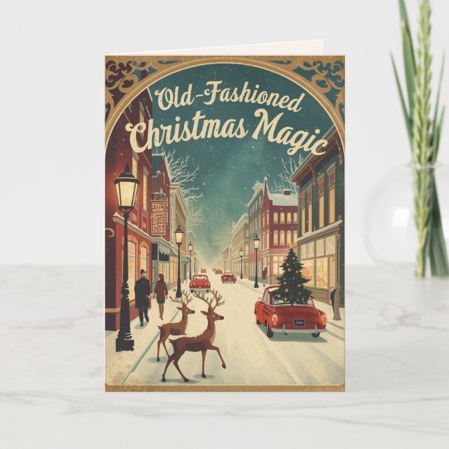 Old-Fashioned Christmas Magic; Holiday Greeting Card (Front)