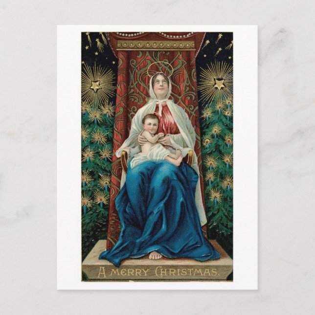 Old-fashioned Christmas, Mary Holiday Postcard (Front)