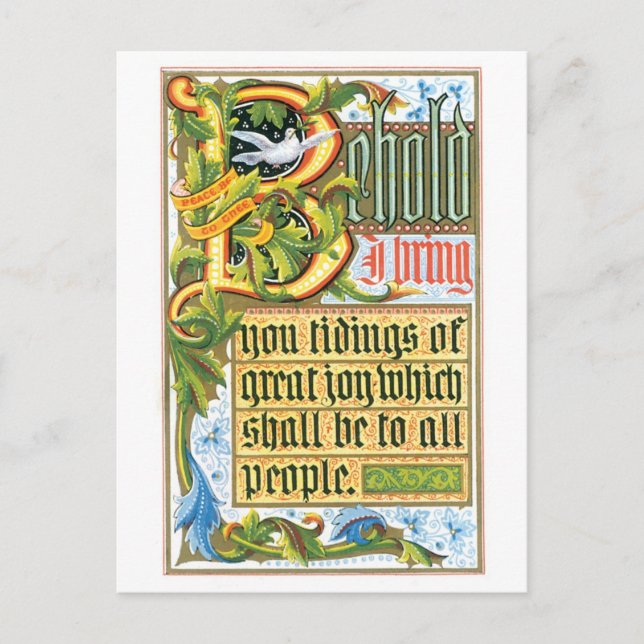 Old-fashioned Christmas, Old type Holiday Postcard (Front)