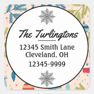 Old Fashioned Christmas Ornaments Return Address Square Sticker