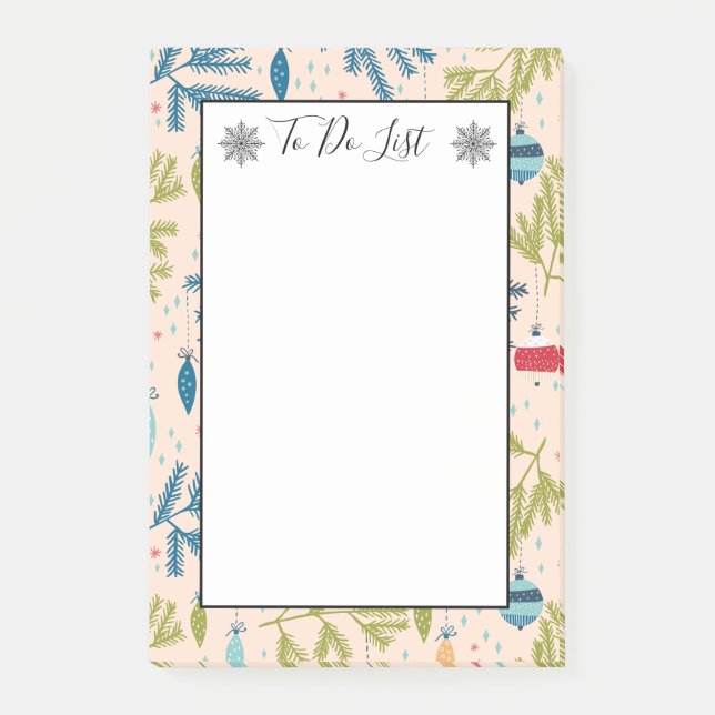Old Fashioned Christmas Ornaments To Do List Post-it Notes (Front)