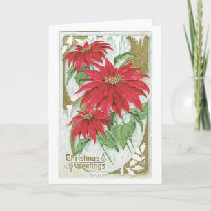 Old-fashioned Christmas, Poinsettia Holiday Card