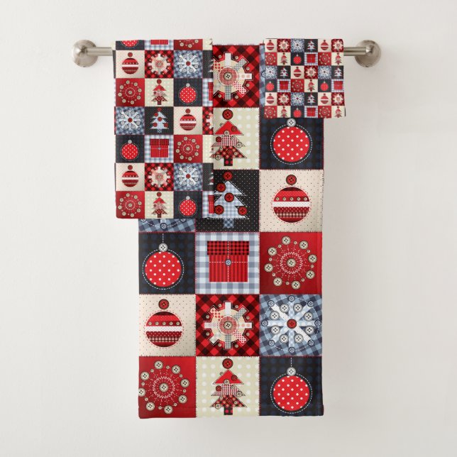 Old Fashioned Christmas Quilt Bath Towel Set (Insitu)