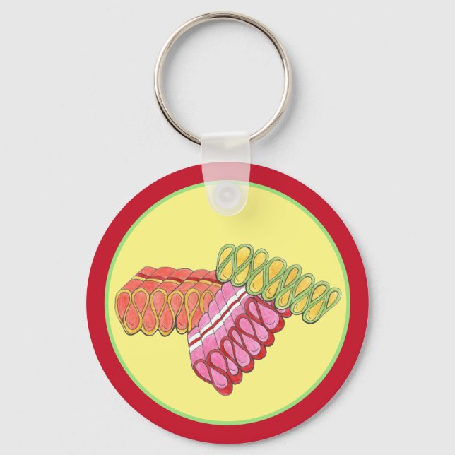 Old-Fashioned Christmas Ribbon Candy Holiday Sweet Keychain (Front)