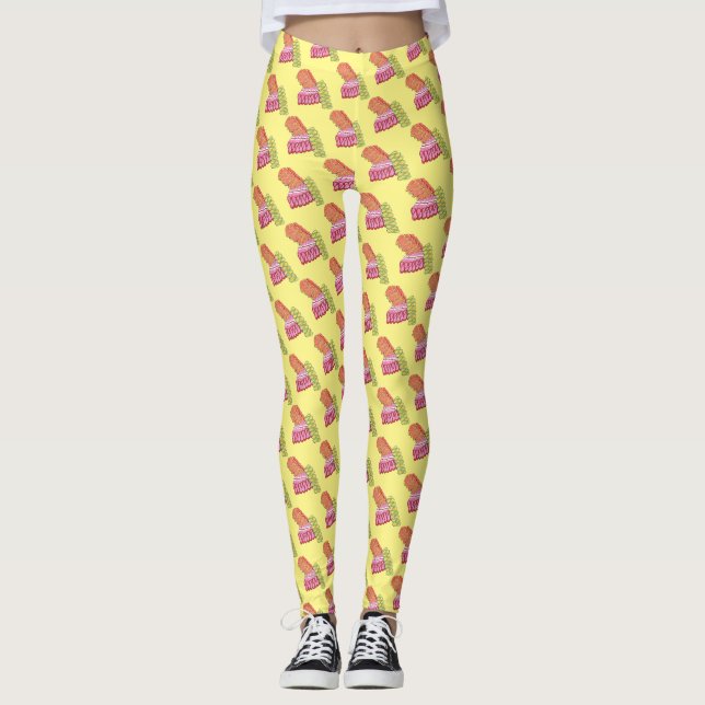 Old-Fashioned Christmas Ribbon Candy Holiday Sweet Leggings (Front)