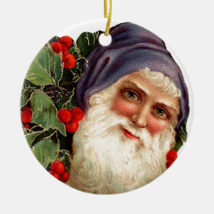 Old-fashioned Christmas, Santa Ceramic Ornament