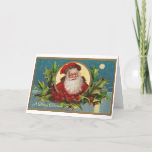 Old Fashioned Christmas Santa Claus Holiday Card