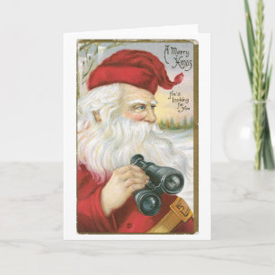 Old-fashioned Christmas, Santa Holiday Card