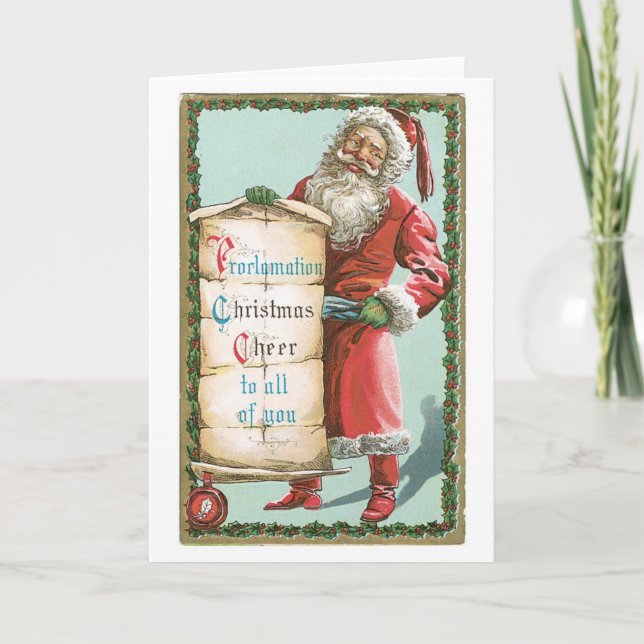 Old-fashioned Christmas, Santa Holiday Card (Front)