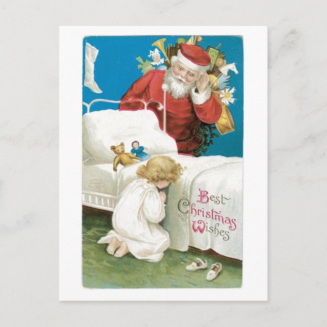 Old-fashioned Christmas, Santa Holiday Postcard (Front)