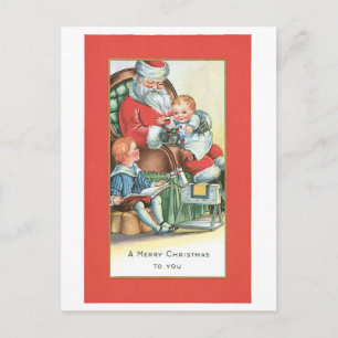 Old-fashioned Christmas, Santa Holiday Postcard
