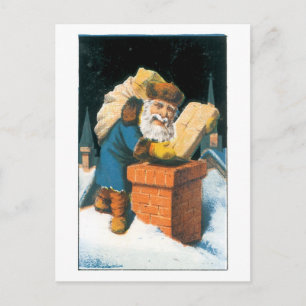 Old-fashioned Christmas, Santa Holiday Postcard