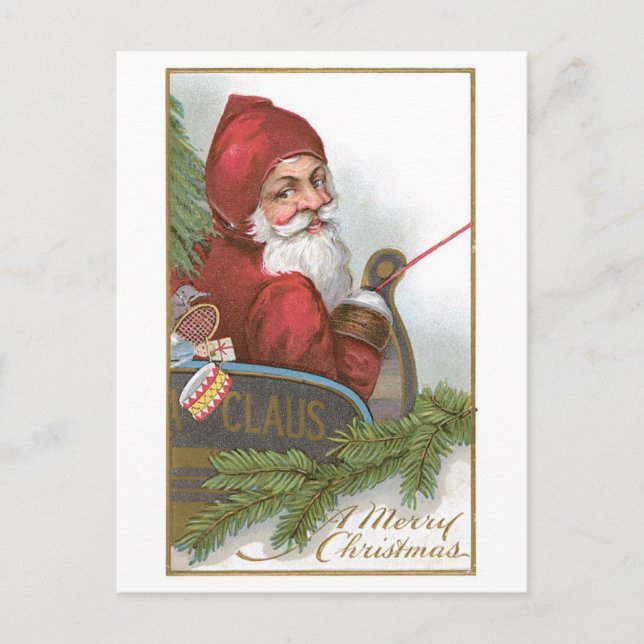 Old-fashioned Christmas, Santa Holiday Postcard (Front)