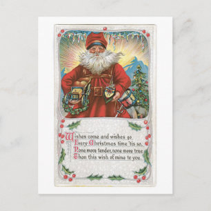 Old-fashioned Christmas, Santa Holiday Postcard