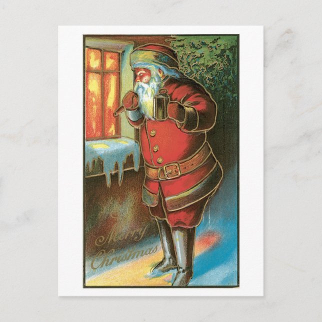 Old-fashioned Christmas, Santa Holiday Postcard (Front)