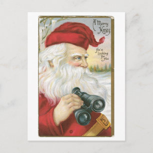 Old-fashioned Christmas, Santa Holiday Postcard