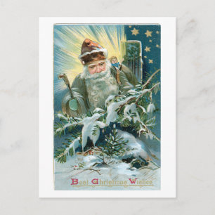 Old-fashioned Christmas, Santa Holiday Postcard