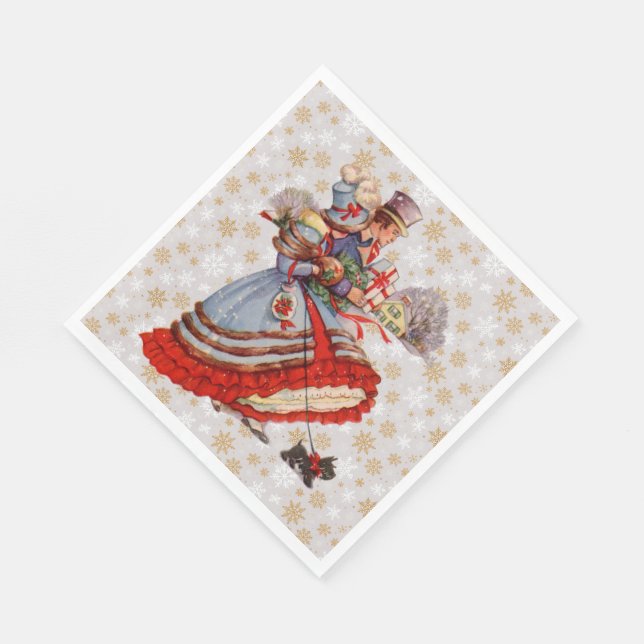 Old Fashioned Christmas Shopping Paper Napkin (Corner)