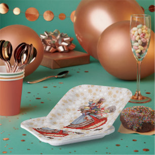 Old Fashioned Christmas Shopping Paper Plates