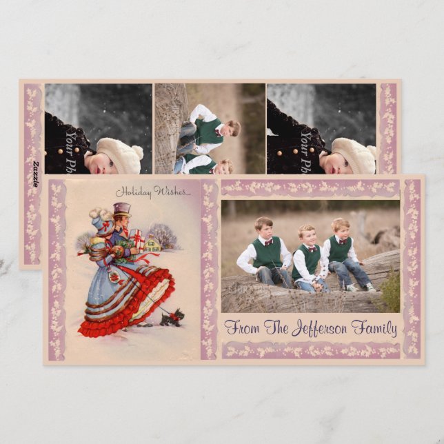 Old Fashioned Christmas Shopping Photo Card (Front/Back)