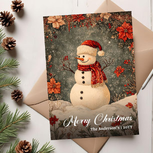 Old Fashioned Christmas Snowman Greeting Template