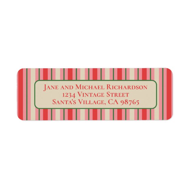 Old Fashioned Christmas Stripe Vintage Pink & Red  (Front)