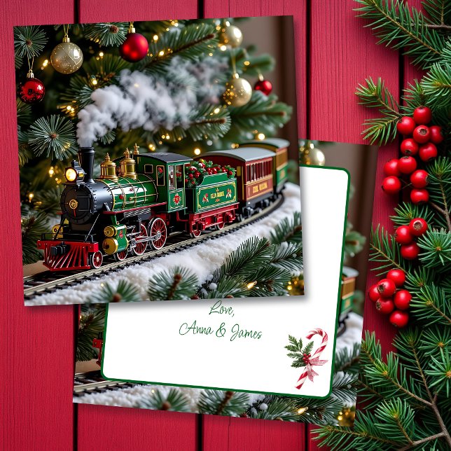 Old-Fashioned Christmas Train under the Tree Card (Creator Uploaded)