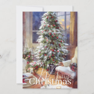 Old fashioned Christmas tree budget  Holiday Card