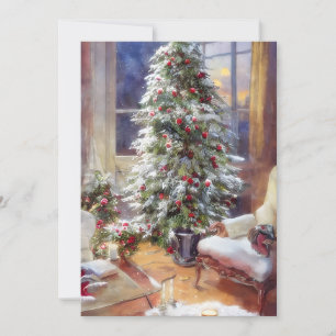 Old fashioned Christmas tree budget  Holiday Card